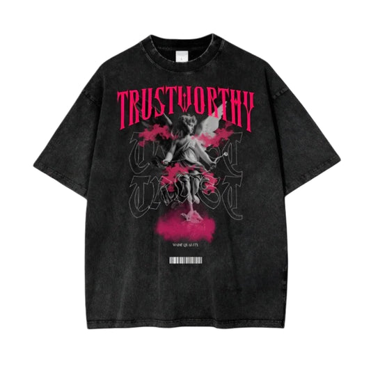 TRUSTWORTHY 001 - ANGELIC ACID WASHED TEE